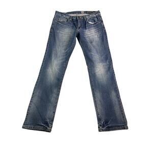 Marc Ecko Cut & Sew Slim Straight Jeans Mens 32x32 Medium Wash Stretch Denim